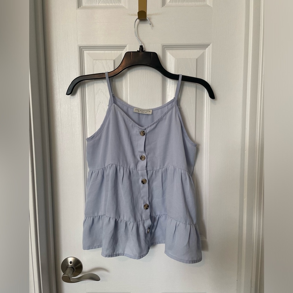 Paper Crane light blue tiered camisole top with buttons - Picture 2 of 5